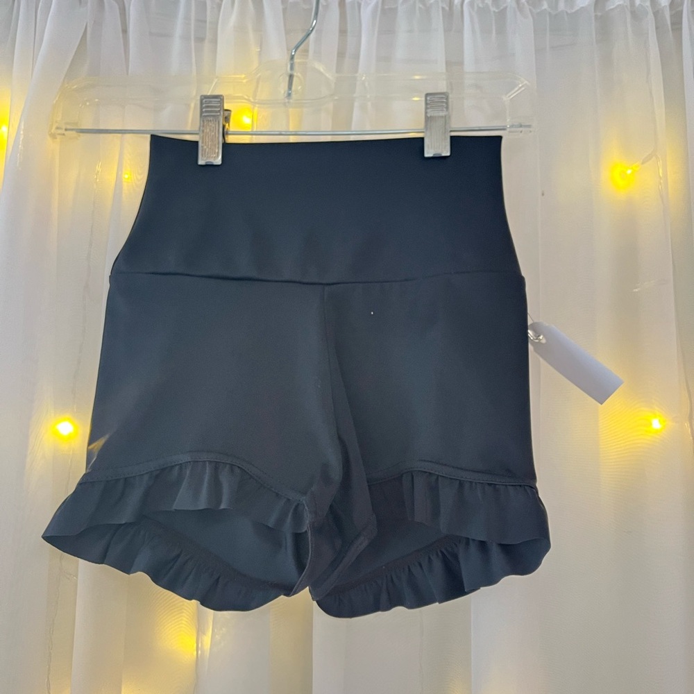 Black Ruffle Hem Shorties